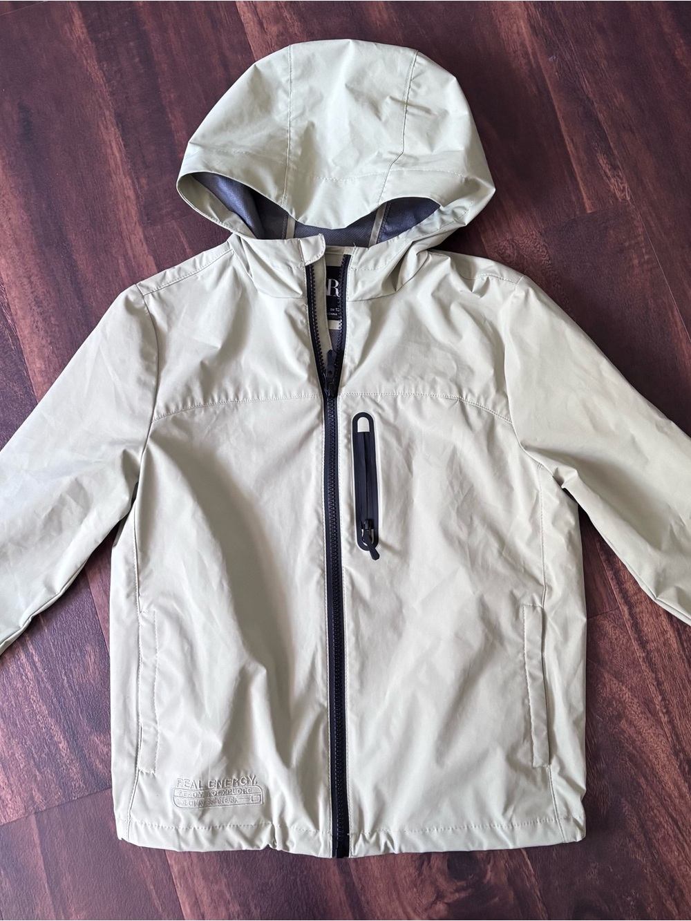 Zara Kids Hooded Raincoat in Light green with Black Trim 8-9 yr old